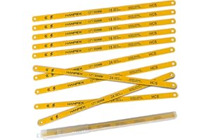 Hanpex 300mm Hacksaw Replacement Blades Set (10 Pack) High Speed 12" Length Hack Saw Blade - High Carbon Steel (HCS) Cutting Blades