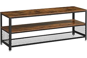 VASAGLE Mueble TV de hasta 60 Pulgadas, Armario para TV, Mesa de Centro con Marco Metálico, Grano Parecido a la Madera, para Sala de Estar, Dormitorio, Marrón Rústico LTV50BX