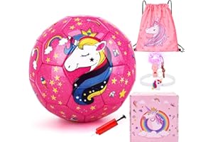 TCJJ Fußball Kinder Größe 3 Set Mit Pumpe Und Kordelzugbeutel, Unicorn Fußball für Kleinkinder Mädchen Jungen 3-12 Jahre, Fußballgeschenke Zu Weihnachten, Ostern Und Geburtstag