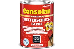 Consolan Wetterschutz-Farbe, Deckender Holzschutz für Außen, Anthrazitgrau, 750 ml