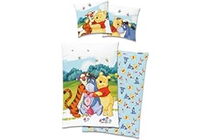 WILD SOUTH SHOP Disney Winnie The Pooh - Juego de cama (80 x 80 cm y 135 x 200 cm, 100% algodón, con cremallera)