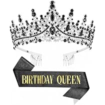Couronne Et Écharpe 30e Anniversaire Princesse - Diadème Strass Noir, Accessoires Fête Filles
