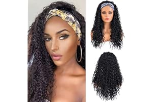 BESTUNG - Peluca rizada con diadema para mujeres negras, de aspecto natural, de alta densidad, sin pegamento, resistente al calor, 61 cm (incluye diadema)