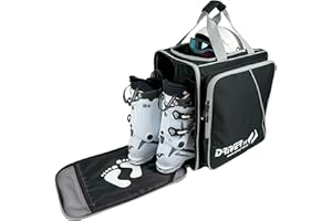 Driver13 ® Mochila para Botas de esquí con Compartimento para Casco + Mochila para Reloj de esquí con Compartimento para Casco para Botas duras + de Snowboard + inliner + Bolsa para Botas Negro-Gris