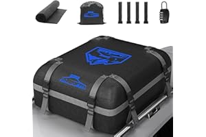BOYUJK Car Roof Bag 15 Cubic/425 L, Waterproof 1000D Car Roof Bag no Rack Needed, Roof Box with Anti-Slip Mat and 8 Heavy-Duty Straps, Folding Soft Roof Bag for Cars with/Without Rack（ Oxford 425L ）