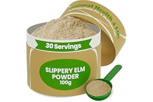 Natural Health 4 Life 100% Pure Inner Bark Slippery Elm Powder – Supports Gut Health, Gluten Free, Vegan – Natural Flavour – Suitable for All Ages – 100g Slippery Elm Powder Tub with Scoop