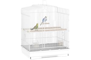 PawHut Vogelkäfig Vogelhaus Vogelvoliere Wellensittich Vogelbauer mit ausnehmbarer Bodenschale Weiß 46,5 x 36 x 59 cm