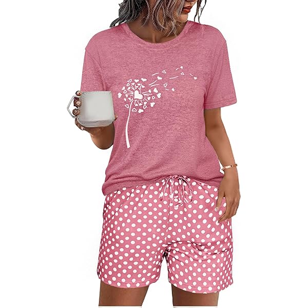 Pigiama Corto Estivo Donna - Set 2 Pezzi In Cotone Morbido Con Stampa - Foto 4