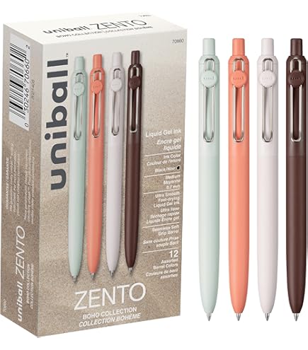 uni-ball Zento Gel Ink Rollerball Pens, 12 Black Medium
