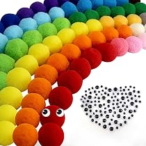 Kit DIY TOAOB - 570 Pompons + 100 Yeux Mobiles - Multicolore Pour Artisanat Et Déco Créative