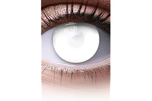 MERALENS Halloween kolorowe soczewki kontaktowe białe BIND Zombie 2 sztuki (1 para), bez ostrości wzroku, Uwaga: tylko 60% widzenia, kolorowe białe soczewki dzienne, soczewki kontaktowe, łatwe w