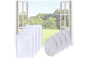 HELOVGE 4 Piezas Mosquitera Para Ventana,130 x 150 Cm Mosquitera Ventana Transparente,Pantalla Mosquitera Universal Con 4 Rollos De Cinta Autoadhesiva,Contra Insectos Moscas Mosquitos