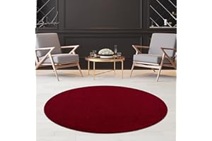 JIMRI Fashion4Home - Tappeto a pelo corto in tinta unita per salotto, cameretta dei bambini, camera da letto, studio, ufficio, corridoio e cucina, colore: rosa, dimensioni: 80 cm, rotondo