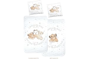 MTOnlinehandel El Rey León - Funda de Almohada de 80 x 80 cm y Funda nórdica de 135 x 200 cm, Juego de Ropa de Cama para niños, 100% algodón, en Renforcé, Disney Lion King
