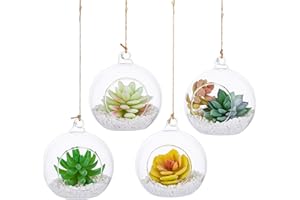 GLASSEAM Terrarium en Verre Suspendu 4 Pièces Grande Ouverture Vase Plante Boules 10cm Fleur Vase Pot Boules De Verre Creativesverre la Conception de Bricolage de Jardin de Mariage à la Maison