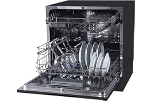 Cookology CTTD8 Mini Counter Top Dishwasher in Black - Compact & Portable - Tabletop Small Appliance - 8 Settings - 8 Wash Cycles - ECO Friendly Mode