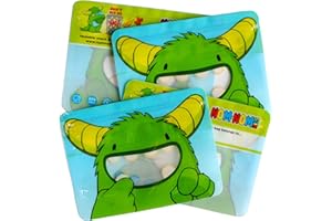 Nom Nom Kids | Reusable sandwich bags x 4 | Cute Monster Design | Perfect size for children's sandwiches | sharing snack bags | sweet bag | ziplock bags for food Reusable Sandwich Bags