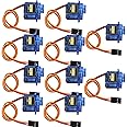 Ulsam 10pcs SG90 Micro Servo, Premium Quality Durable 9G Servo Motor with Cable, Mini Micro Motor Servos Model Making, Helicopter Airplane Boat Car Remote Control Accessories (Blue)