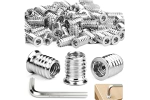 Ziamzra 120 Stück Einschraubmuttern M6x10mm Gewindeeinsatz Holz M6 Verzinktem Einschraubmuffen Hex Gewindehülsen für Holzmöbel Stahl Kiefer Sperrholz Verbundplatten