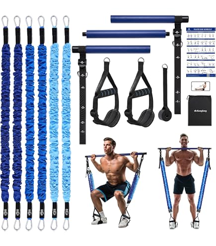 Lot De 5 Bandes De Résistance Fokky – 5 Niveaux (10 à 50 Lbs) – Max 150 Lbs – Avec Poignées, Sangles Cheville, Ancrage Porte, Sac, Guide – Yoga, Pilates, Muscu