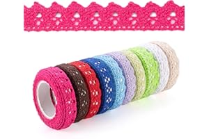 OHAODUO Lot de 10 rouleaux de ruban de dentelle autocollant coloré vintage Ruban décoratif en dentelle Ruban en tissu Ruban adhésif pour mariage, décoration des cadeaux, bricolage, décoration de table