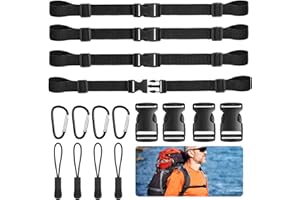 Sinofort Cinghie Zaino 16 Pezzi Set Cinghie Toraciche Regolabile Cinghie per Zaino Antiscivolo, per Il Torace Resistente per Zaino Adulti e Bambini, Jogging, Viaggi all'Aria Aperta