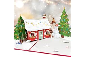 Hierein Carte Noel, 2025 Maison de Neige 3D Pop Up Carte de Noël avec Enveloppe, Cadeau Noel pour Femme Homme Père Mère Fille Garçon Famille Amis, Merry Christmas Card