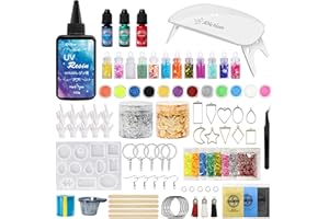 JDiction UV Resin Kit with Light, Super Crystal Clear Hard Resin Sunlight Curing Starter Kit for Jewelry, Doming, Coating, and Casting, DIY Craft