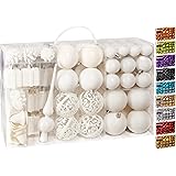 Brubaker Set di 101 Accessori Decorativi per L'Albero di Natale - addobbi Natalizie in Bianco Crema- Diverse Forme di Palline