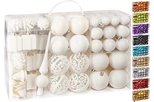 BRUBAKER - Boules de Noël & Pointe de Sapin - 101 Pièces/Coffret XXL - Décoration Arbre de Noël - Blanc Crème