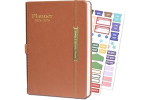 AEYAKA Agenda 2024 Settimanale A5 Agenda Giornaliera 2024 Gennaio 2024 - Giugno 2025 (18 mesi) con pagine per le note a puntini Chiusura Elastica, Segnalibro Planner Mensile(PU-brown)