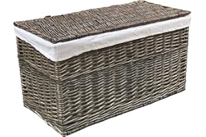 topfurnishing Shabby Chic Strong Wicker Storage Chest Trunk Toy Blanket Box (Oak, Medium 75x39x40cm)
