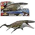​Mattel Jurassic World Rebirth Bite N Blast Mosasaurus Action Figure & Mini Dilophosaurus, Wide Jaw Dinosaur Toy, Movie-Accurate Posable, Digital Play, JJP80