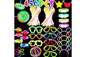 Dazhtu 450 pezzi Braccialetti Luminosi Fluorescenti, Collane neon per bambini Con connettore, Starlight Braccialetti Luminosi per Fluo Party, Matrimonio, Carnevale, Compleanni, Capodanno, Halloween