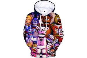 XINCHANGDA Sudadera con capucha FNAF Five Nights At Freddys con capucha para disfraz con estampado 3D, camiseta suelta de manga larga con capucha para adultos y niños