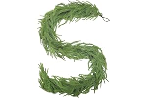 23GUANYI 1,8M Künstliche Tannengirlande Weihnachtsdeko, 100% PVC Norfolk Pine Girlande mit 464 Spitzen Echte Berührung Weihnachtsgirlande für Deko Weihnachten Treppen Tische Kamin Bannister Innen Outdoor