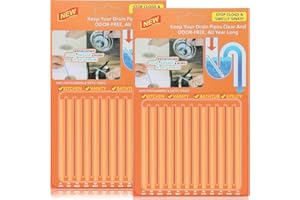 Saisn Drain Cleaner Sticks Pack of 24 Easy Flow Drain Sticks Unblocker Sink Deodorizer Sticks Keeps Drains Pipes Clear for Bathroom Kitchen (Orange)