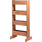 dobar Vertikales Blumenbeet mit 4 Holz-Pflanzkästen, Hochbeet für Garten, Terrasse, Balkon, inklusiv Pflanzfolie, bernstein, 