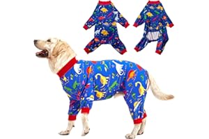 LovinPet Pitbull Large Dog Clothes, Wound Care/Post Surgery Dog Clothes, Lost World Dinosaurs Print, UV Protection, Pet Anxiety Relief, Pet PJ's/Medium