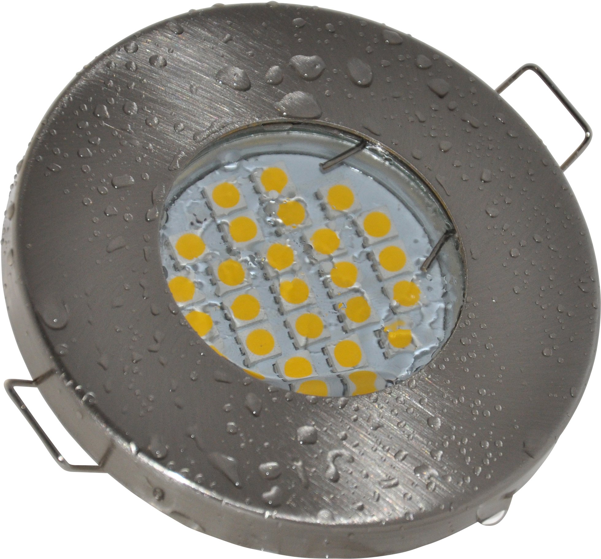 2er Set Bad Einbaustrahler IP65 rund Edelstahl gebürstet 5Watt LED