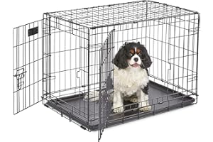 MidWest Homes for Pets 76 cm Two-Door iCrate Folding Dog Crate with Divider Panel, Leak-Proof Tray & Secure Latches – Metal Wire Kennel for Medium Breeds – Portable, Durable & Easy to Assemble