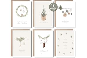 ‎LUFTUNDLIEBE luftundliebe Weihnachtskarten mit Umschlag Set (10 Stück) - A6 Postkarten Set zu Weihnachten - Weihnachtskarte - christmas cards - Aquarell Set 2