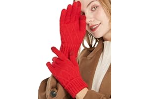QICEDER Hiver Chauds Tricoté Gants à Ecran Tactiles Tricotés Gants Hiver, Gants Hiver Chaud Tactile Antiderapant Super Doux Gants Tricotés Sport Hiver Gants Vélo Cyclisme Moto pour Femme