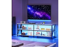 Lvifur Mobile TV con porta di ricarica USB e stazione di ricarica wireless, scheda TV con luci LED, per TV da 65 pollici e TV più piccole, 180 x 40 x 60 cm