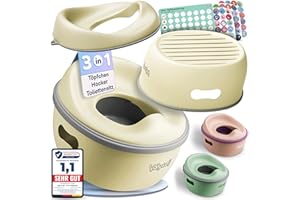 VALY & OLI Valy&Oli® 3in1 Töpfchen für Kinder - Toilettensitz Kinder & Hocker- Ergonomisch, Bequem & Vielseitig - Leicht zu reinigen & sicher - Potty & Tritthocker Kinder - Ab 18 Monaten - Beige