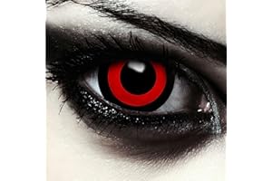 ‎DESIGNLENSES DESIGNLENSES Rot schwarze große farbige Kontaktlinsen, Mini Sclera 17mm Durchmesser, 1 Paar (2 Stück) + Aufbewahrungsbehälter (Tokyo Ghoul)