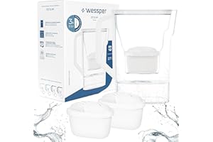 Wessper Dzbanek Filtrujący 2.7L | Zamiennik dla filtra Dafi Unimax Aquaphor A5 BRITA Maxtra+ PHILIPS AWP212/10 | Redukuje Kamień i Chlor | Zestaw zawiera dzbanek filtrujący i 3 filtry, Biały