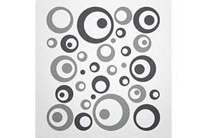 ‎WANDFEE WANDfee Wandtattoo Kreise Punkte 50 FARBWUNSCH I dunkelgrau grau I Wandaufkleber Aufkleber Kinderzimmer Fliesenaufkleber Badezimmer Küche