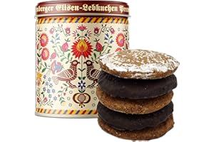 ‎FRAUNHOLZ ELISENLEBKUCHEN Lebkuchen - original Nürnberger Mandel Elisen- - 45% Nussanteil - handgefertigte Qualität - prämierte Meisterhändler-Manufaktur (Dose Stickmuster - Inhalt: Lebkuchen gemischt - 380 Gramm)