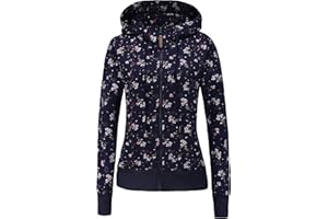 TrendiMax Sweat à Capuche Femme Pull à Capuche avec Fermeture Éclair Hoodie Imprimé pour Femmes